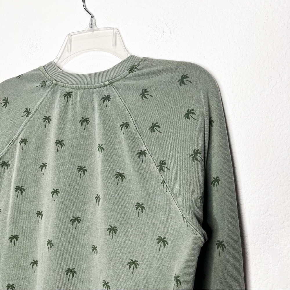 SUNDRY Raglan Pullover Palm Sweatshirt in Eucalyptus Twee Graphic Print 0 - Picture 10 of 14